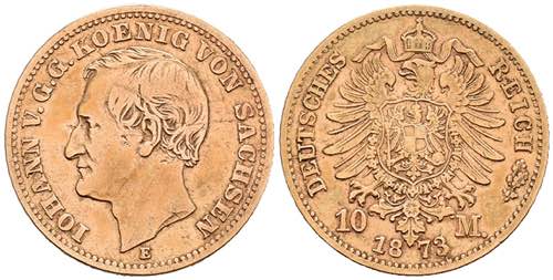 Saxony 10 Mark, 1873, Johann, ... 