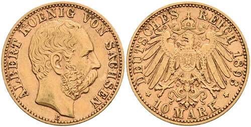 Saxony 10 Mark, 1893, Albert, ss. ... 