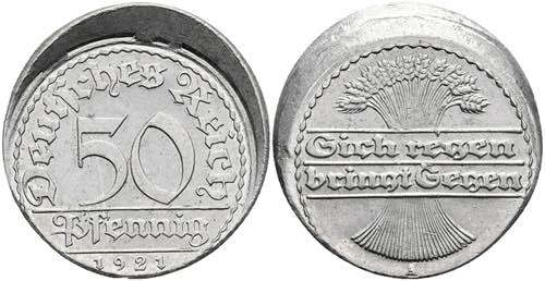 Münzen Weimar 50 Pfennig, 1921, ... 