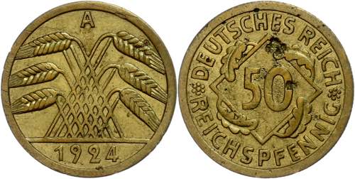 Coins Weimar Republic 50 Reichs ... 