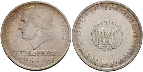 Münzen Weimar 5 Reichsmark, 1929, ... 