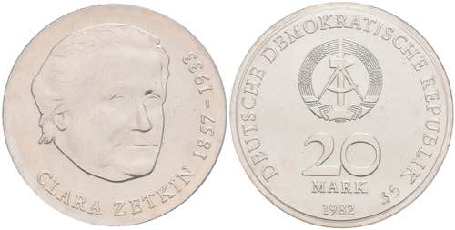 Münzen DDR 20 Mark, 1982, Clara ... 