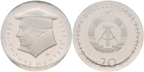 Münzen DDR 20 Mark, 1989, Thomas ... 