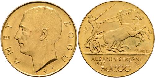 Albanien 100 Franken, Gold, 1927, ... 