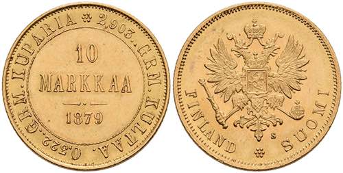 Finnland 10 Markkaa, Gold, 1879, ... 