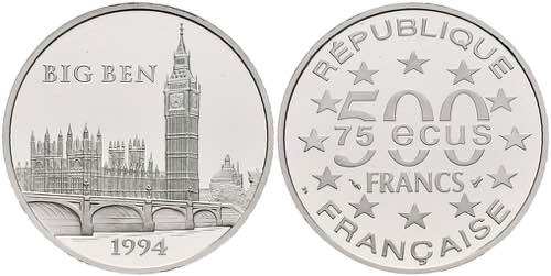 France 500 Franc, Platinum, 1994, ... 