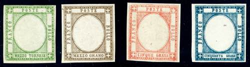 Naples 1851, four different values ... 