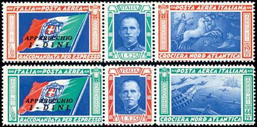 Italy 1933, 5, 25+19, 75 and 5, ... 
