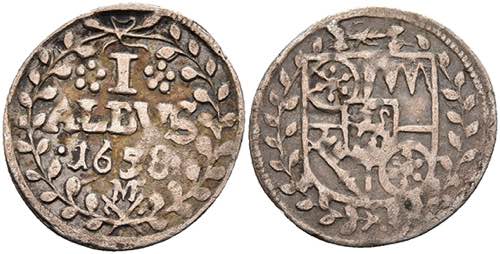 Coins 1 Albus, 1658, Johann ... 