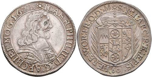 Coins Guilder (60 kreuzer), 1671, ... 