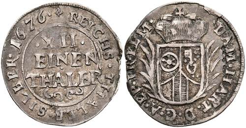 Coins 1 / 12 thaler, 1676, Damian ... 