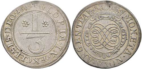 Coins 1 / 3 thaler, 1689, embossed ... 