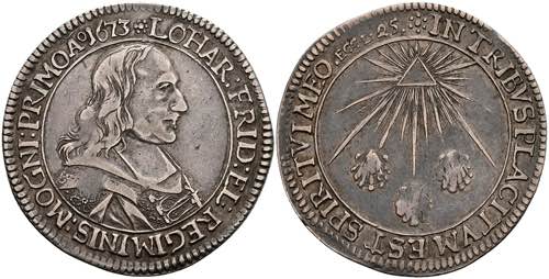 Coins 1 / 4 thaler, 1673, Lothar ... 