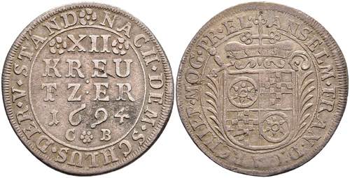 Münzen 12 Kreuzer, 1694, Anselm ... 