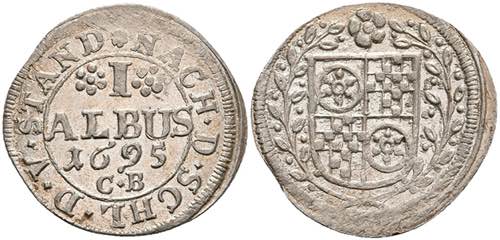 Münzen 1 Albus, 1695, Anselm ... 
