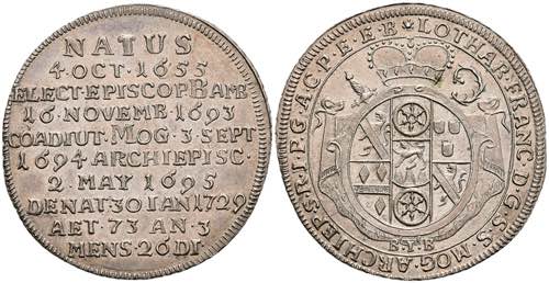 Münzen 1/8 Taler, 1729, Lothar ... 