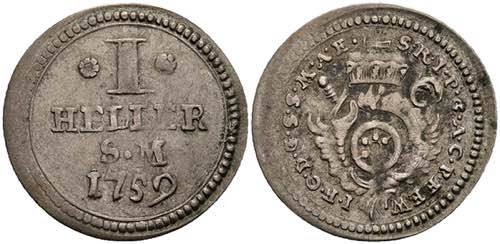 Coins 1 Heller (silver strike), ... 