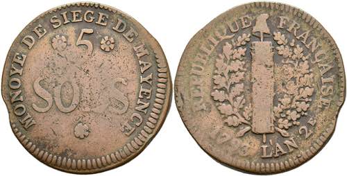 Coins 5 Sols (12, 88 g), 1793, ... 