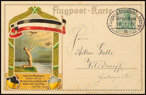 Airmail 1914, first flight Dresden ... 