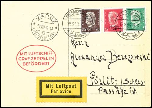 Zeppelin Mail 1930, Switzerland ... 