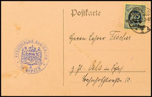 Official Stamps Oberschlesien 1, ... 