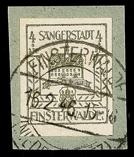 Finsterwalde 4 Pfg postal stamp on ... 