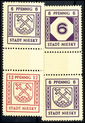 Niesky 6 Pfg+12 Pfg postal stamps, ... 