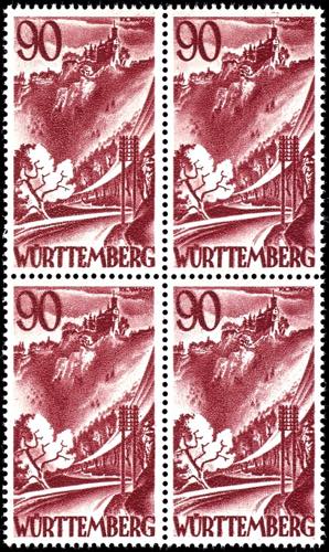 Wuerttemberg 90 Pfg postal stamps, ... 