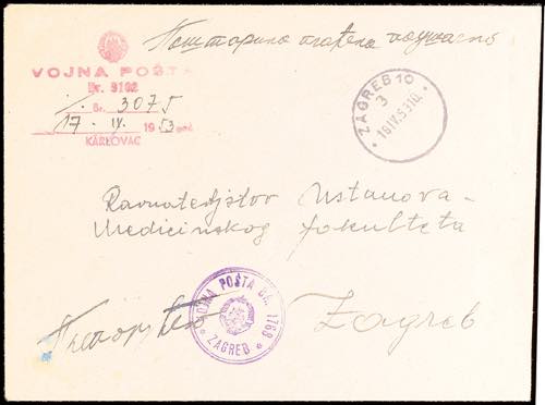 Jugoslavia 1953, stampless letter ... 
