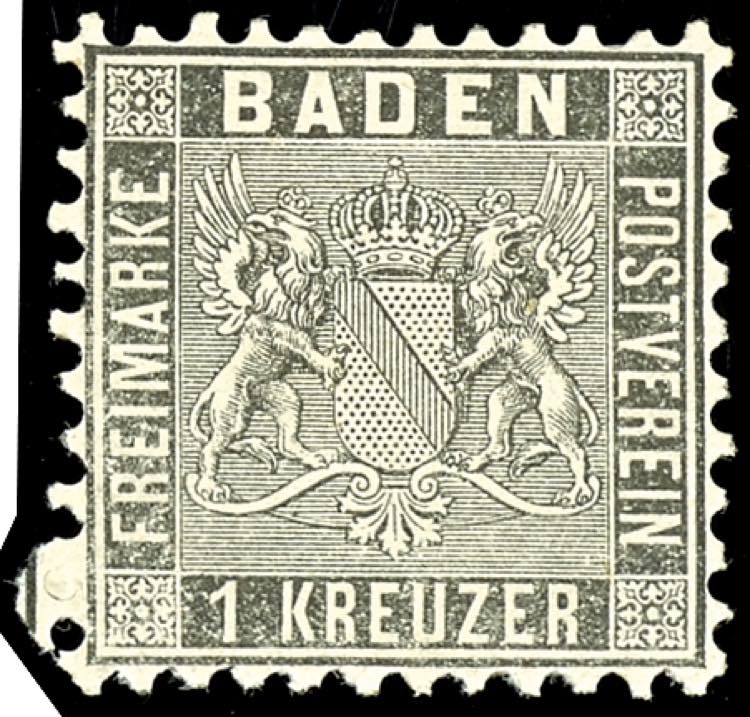 Baden 1 kreuzer gray black, having ... 