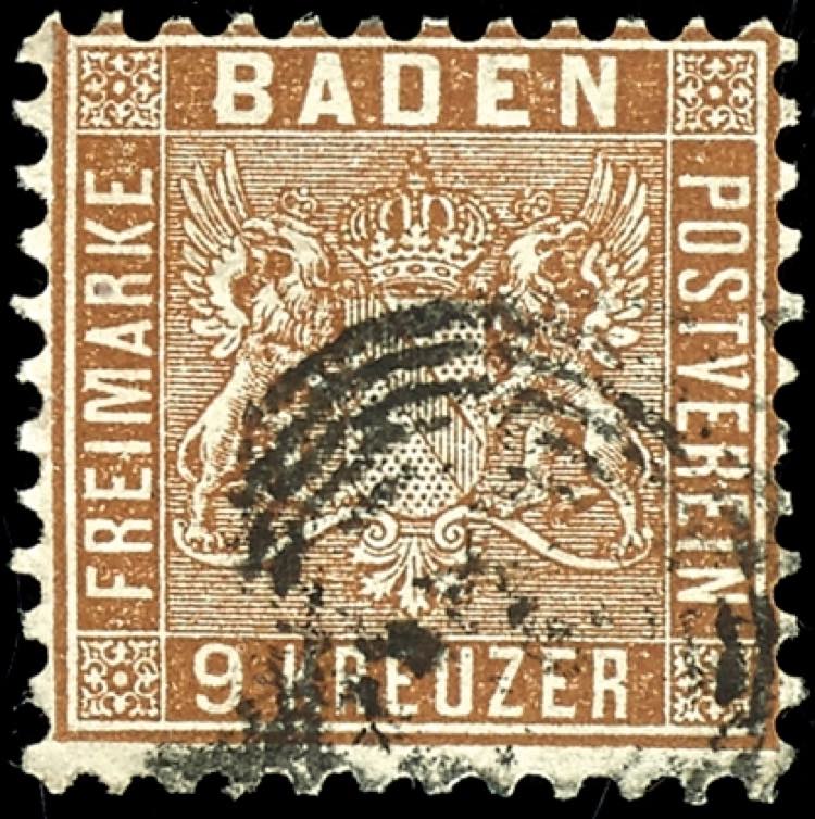 Baden 9 kreuzer dark brown, ... 