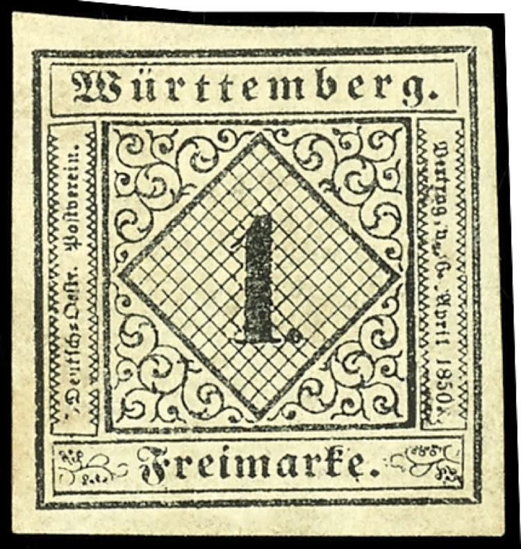 Württemberg 1 Kreuzer schwarz auf ... 