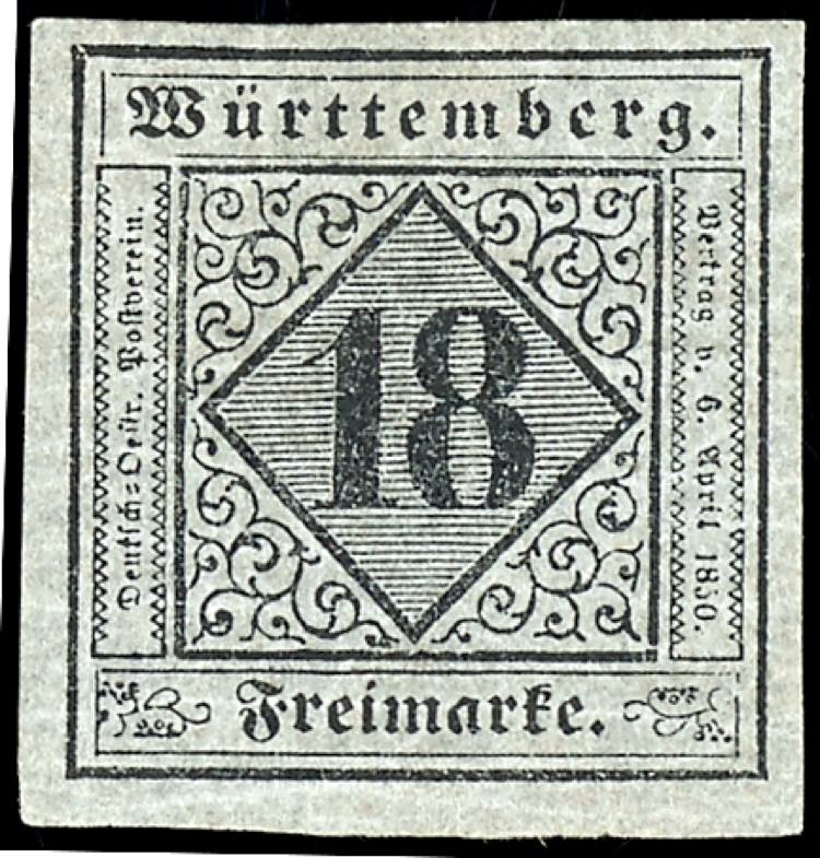 Württemberg 18 Kreuzer schwarz ... 