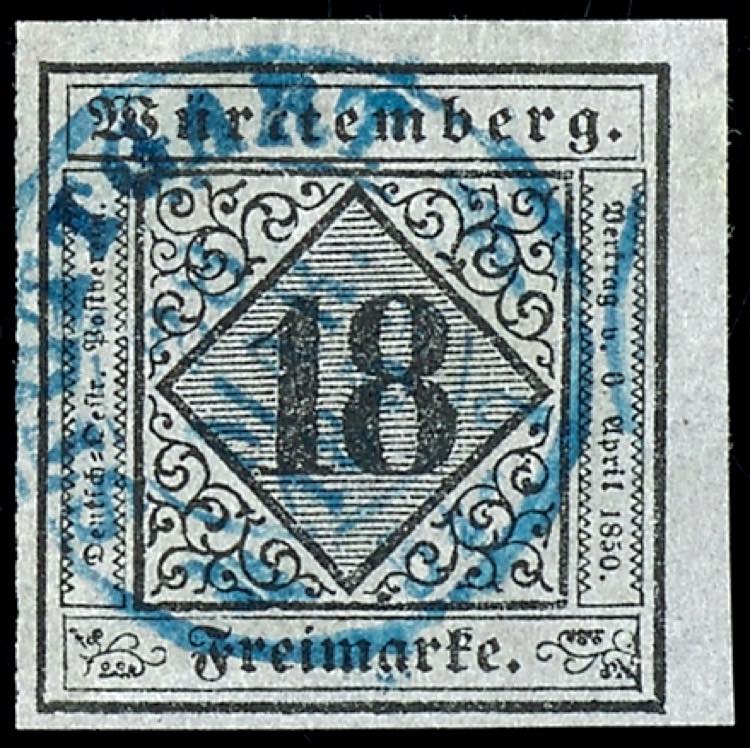 Württemberg 18 Kreuzer schwarz ... 