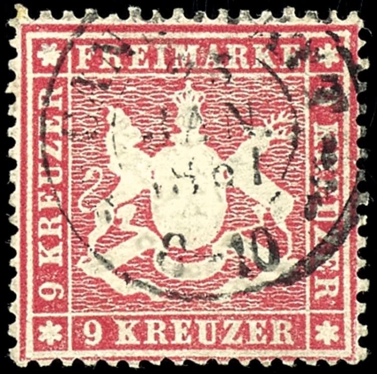 Württemberg 9 Kreuzer karmin, ... 