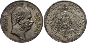 Saxony 2 Mark, 1904, Georg, on his ... 