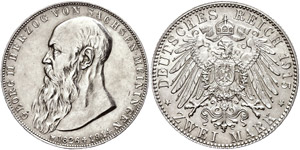 Saxony-Meiningen 2 Mark, 1915, ... 