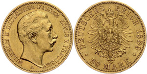 Prussia 20 Mark, 1898, Wilhelm ... 