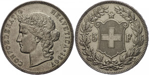 Switzerland 5 Franconia, 1907, HMZ ... 
