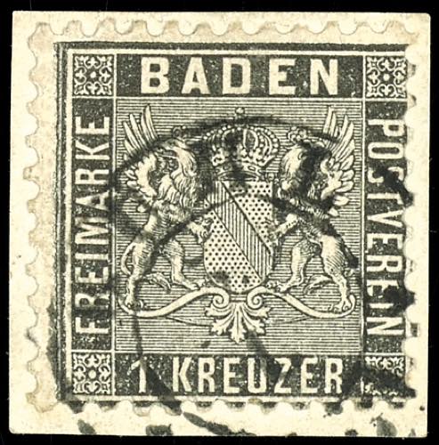 Baden 1 Kr. Black on piece, ... 