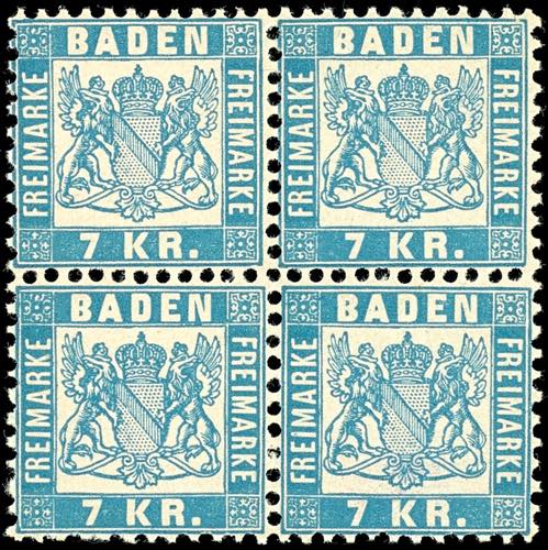 Baden 7 kreuzer pale blue, having ... 