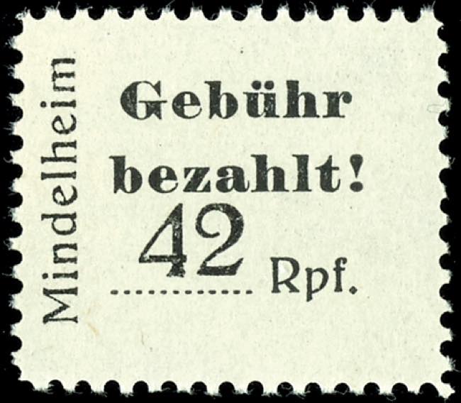 Mindelheim 42 Pf in type B on ... 