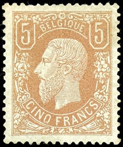 Belgien 1869, 5 Fr. gelbbraun, ... 