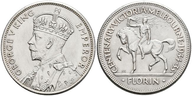 Australia Florin, 1935, George V., ... 