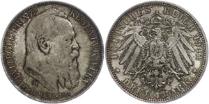 Bavaria 3 Mark, 1911, Luitpold, to ... 