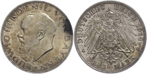 Bavaria 3 Mark, 1914, Ludwig III., ... 