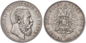 Hessen 2 Mark, 1888, Ludwig IV, ... 
