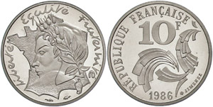 France 10 Franc, 1986, piedfort, ... 