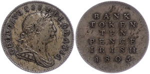Ireland 10 pence, 1805, George ... 
