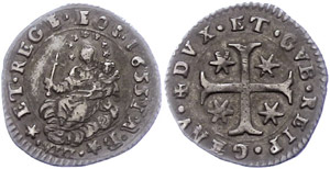Italy Genoa, 1 / 16 Scudo, 1655, ... 